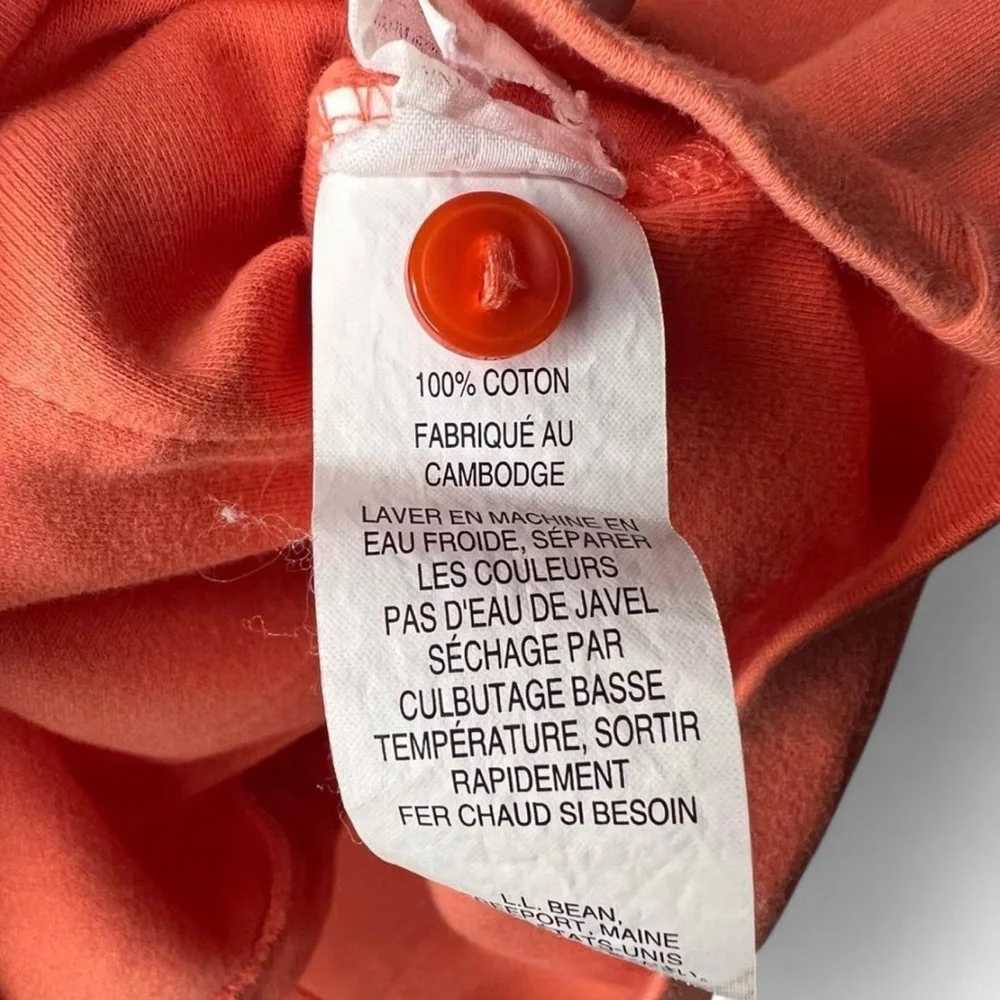 L.L. Bean Melon Coral Orange Cotton V-Neck Button Cardigan Sweater XS⁠ Fall